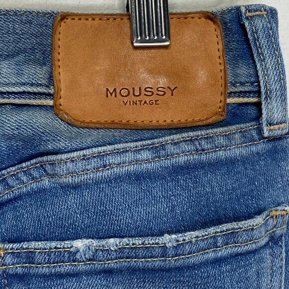 Moussy Vintage Diana Skinny Blue Jeans Japan Made Distressed Raw Hem Womens 24 - Picture 4 of 8